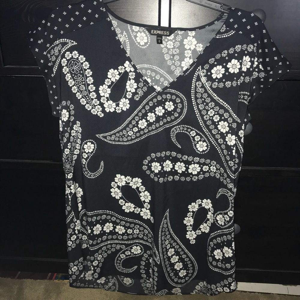 Black and White Express Floral Print Blouse
